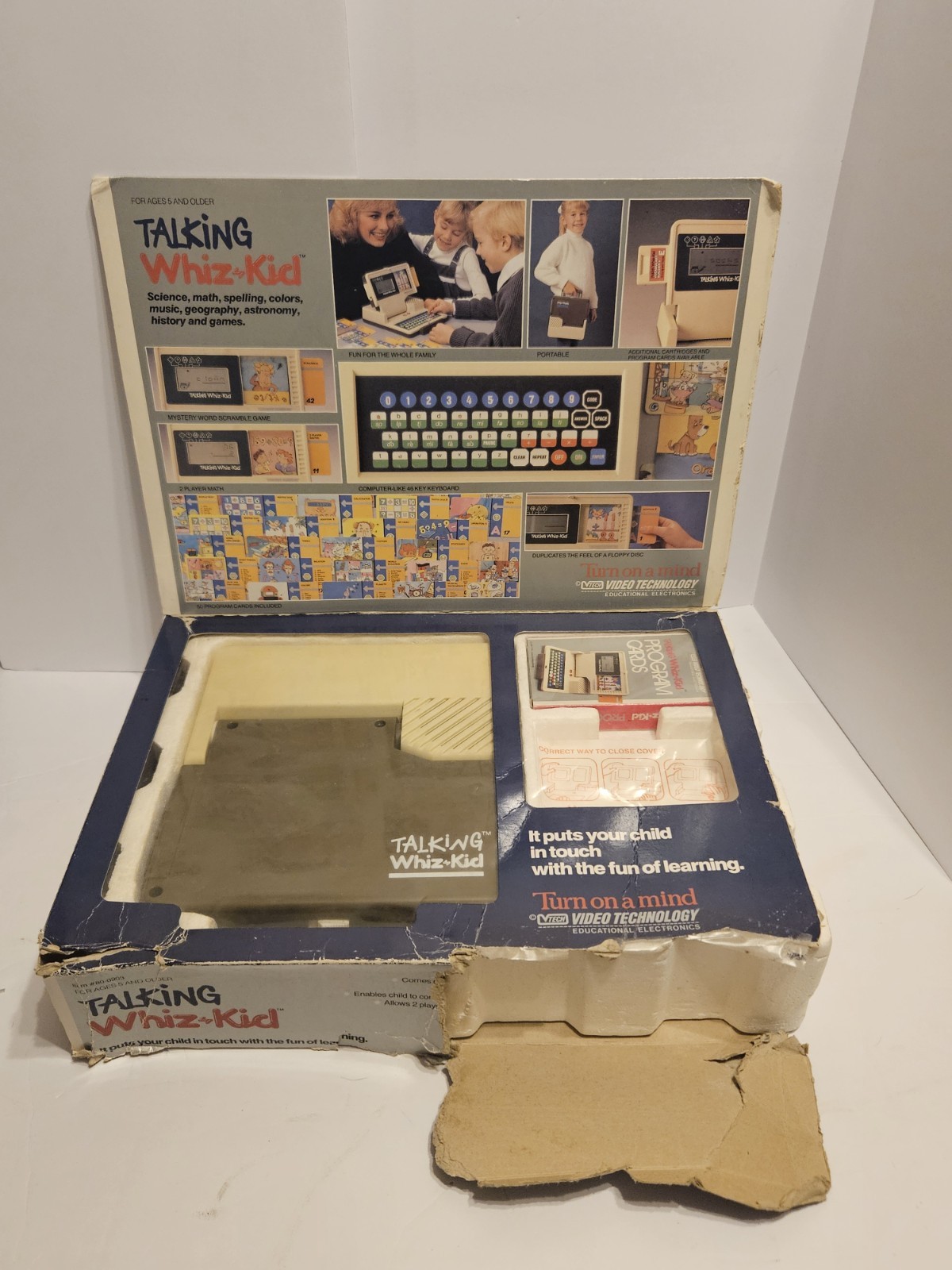 Talking Whiz Kid 1987 Vtech Education Computer w/ Learning Cards Vintage Nos