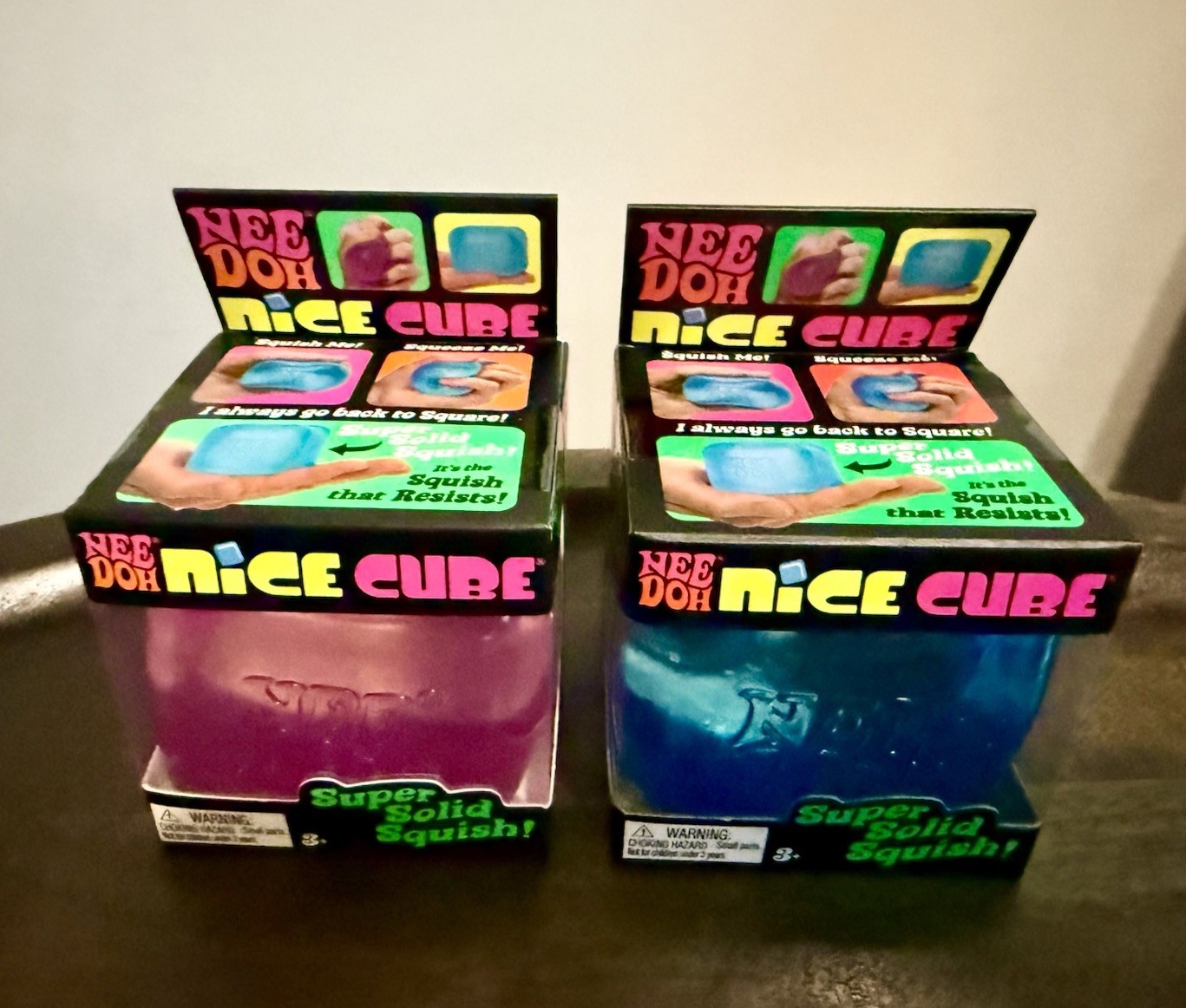 Needoh Nice Cube – New Sealed Authentic – Lot Of 2 Purple And Blue