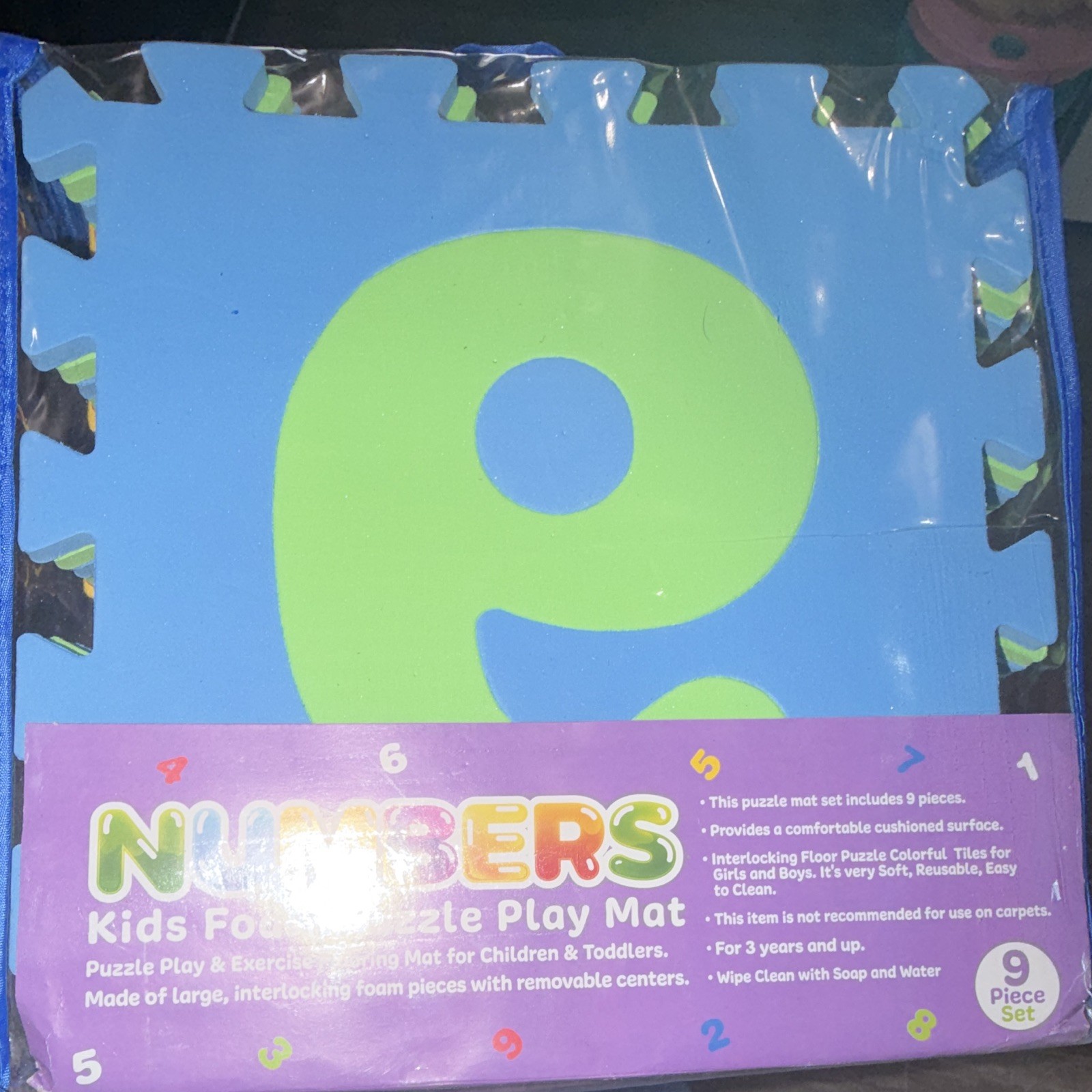 Jr.TOTS Numbers Kids Foam Puzzle Play Mat 9-Piece Set Ages 3+