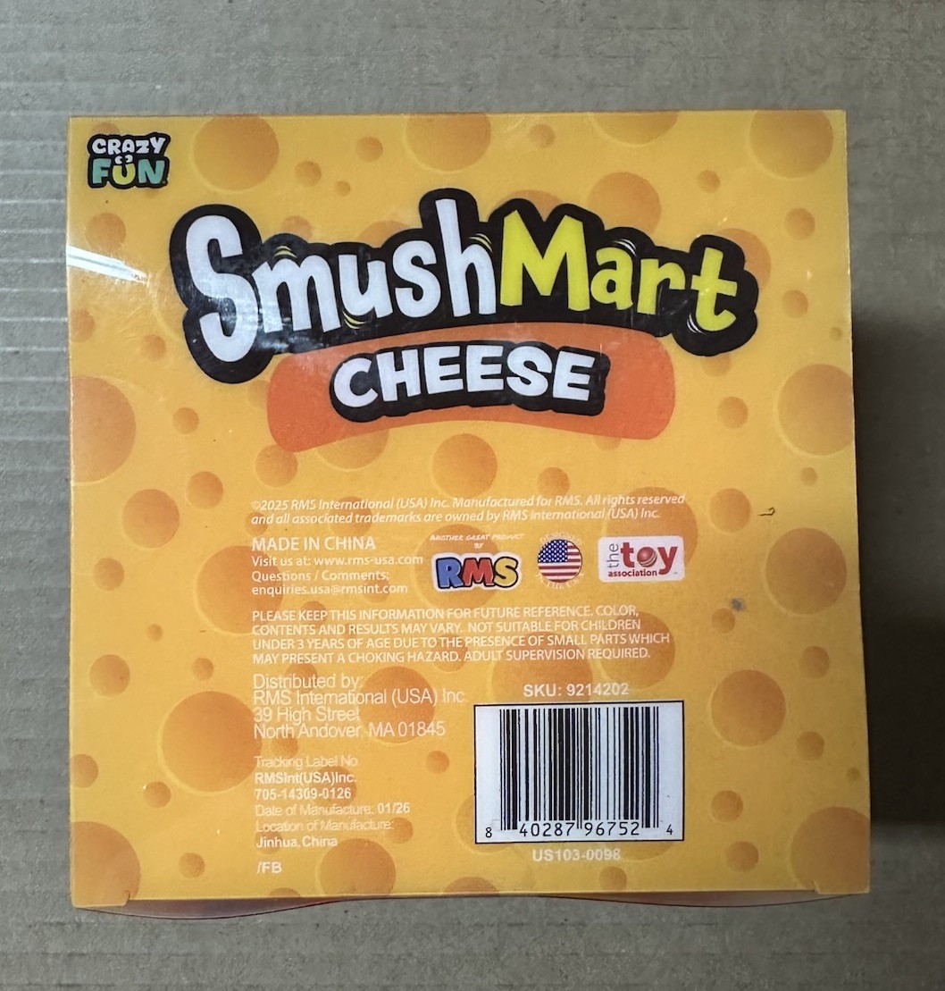 RMS Crazy Fun SmushMart Cheese Squishy Squeezy Stretch Sensory Toy TIK TOK VIRAL