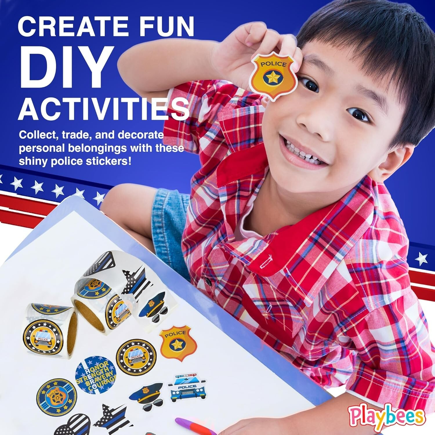 Police Stickers for Kids – 2 Rolls