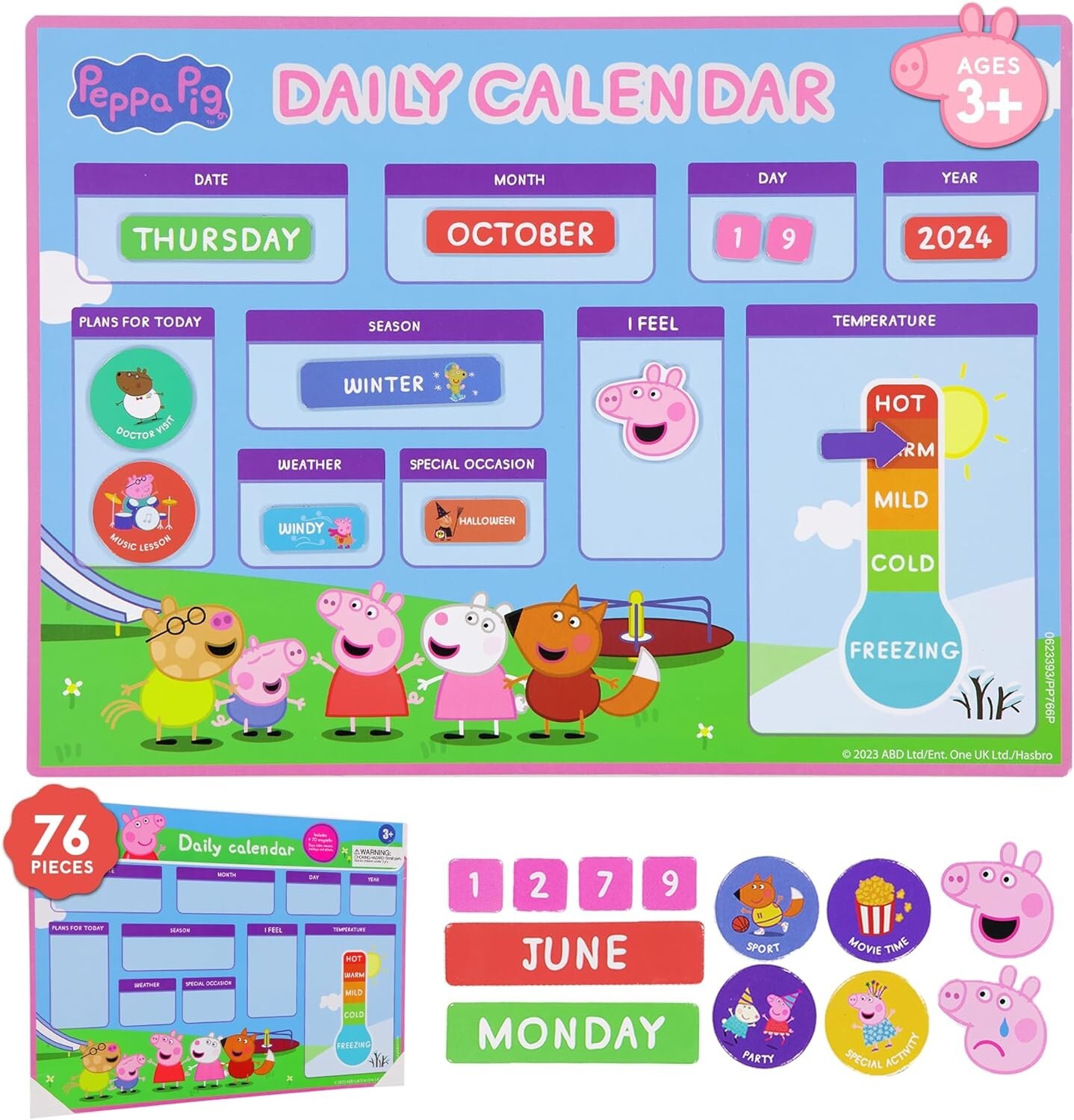 Peppa Pig My First Magnetic Calendar for Kids Preschool Learning ~ New, Sealed