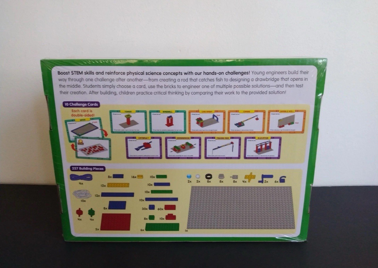 Lakeshore STEM Building Brick Challenge Kit, 257 Pc; Grades 3-5, TT759, NEW