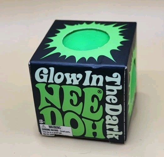 Needoh Teenie Single – Sensory Squeeze Toy – Mini Glow In The Dark – Green