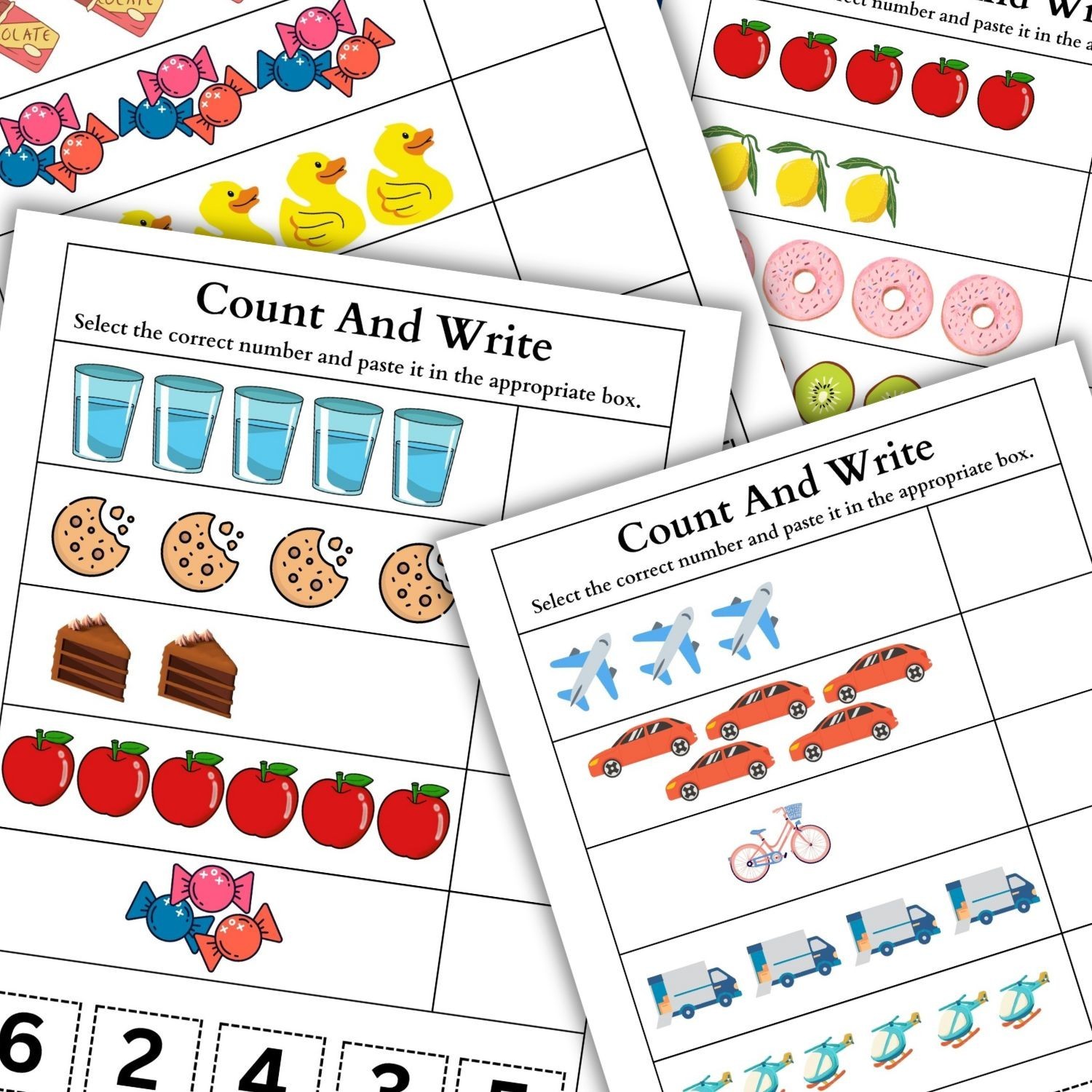 Count and Write & Count and Circle Worksheets | Kids Math Activity Printable