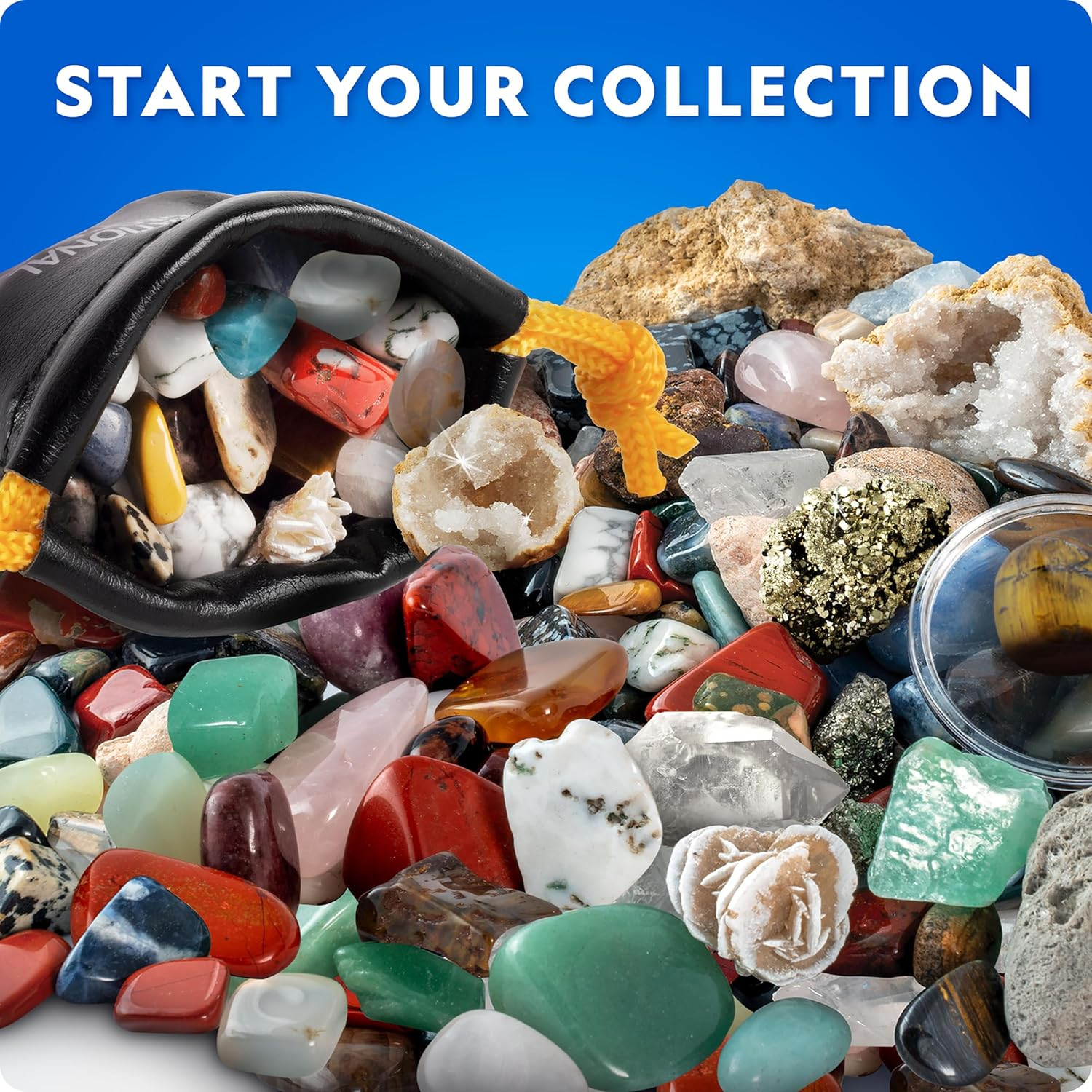 NATIONAL GEOGRAPHIC Rock Collection Box for Kids – 300 Piece Gemstones and Crys