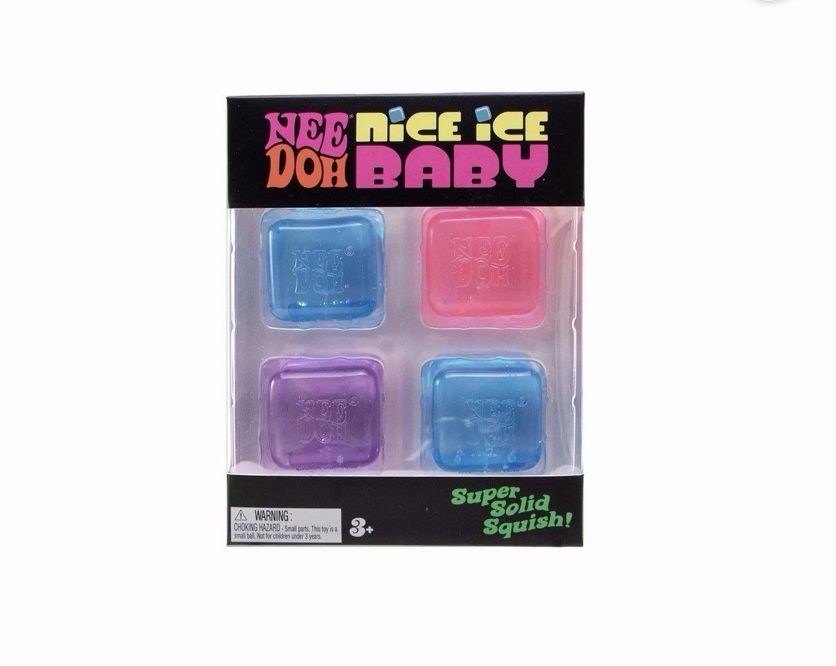 NeeDoh Nice Ice Baby 4 pack, Set of Four Nee Doh Mini Nice Cube Pink Blue Purple