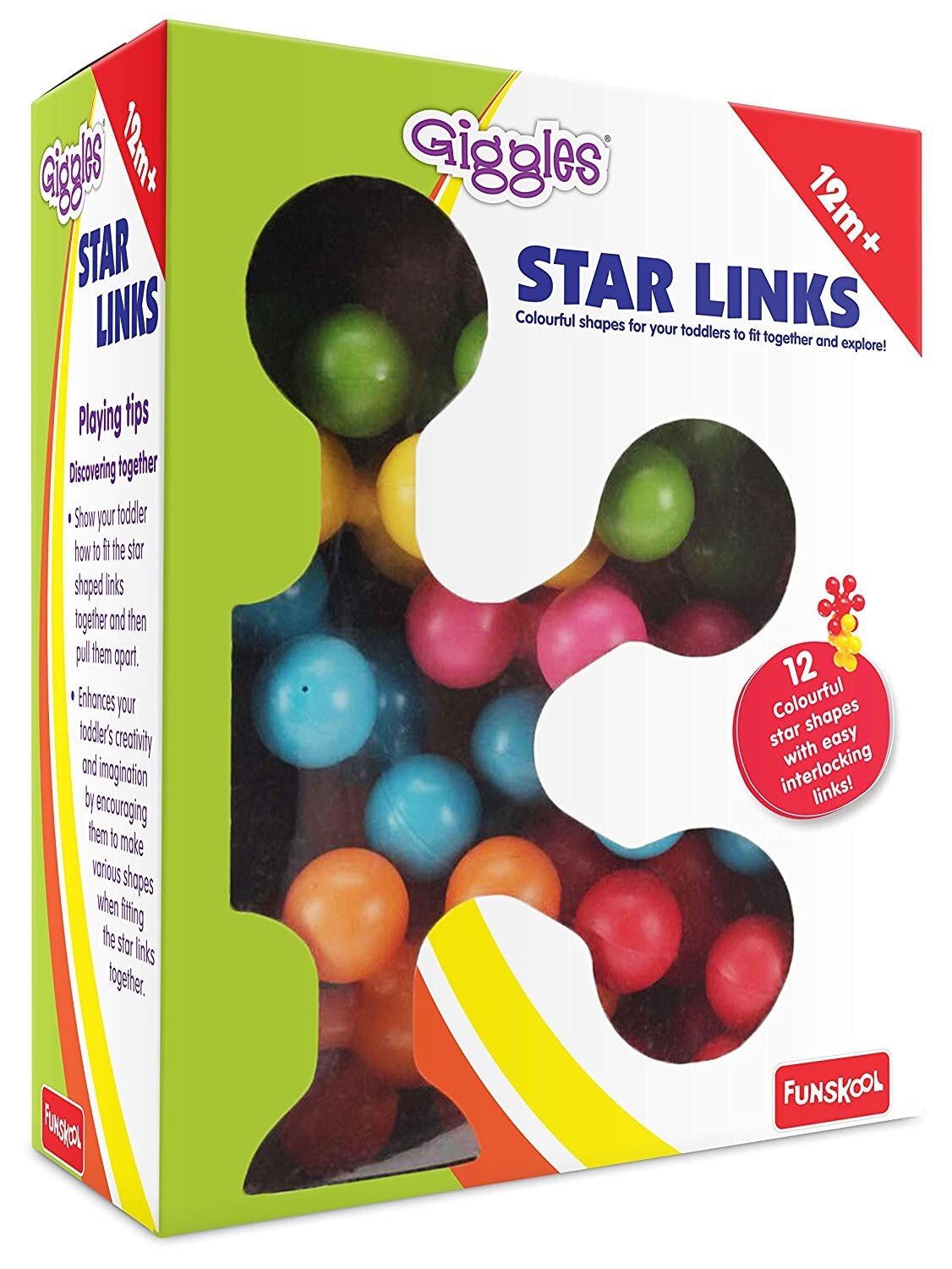 Funskool Giggles Star Links Toy for 12 m + Kids Game Multi Color FREE SHIP