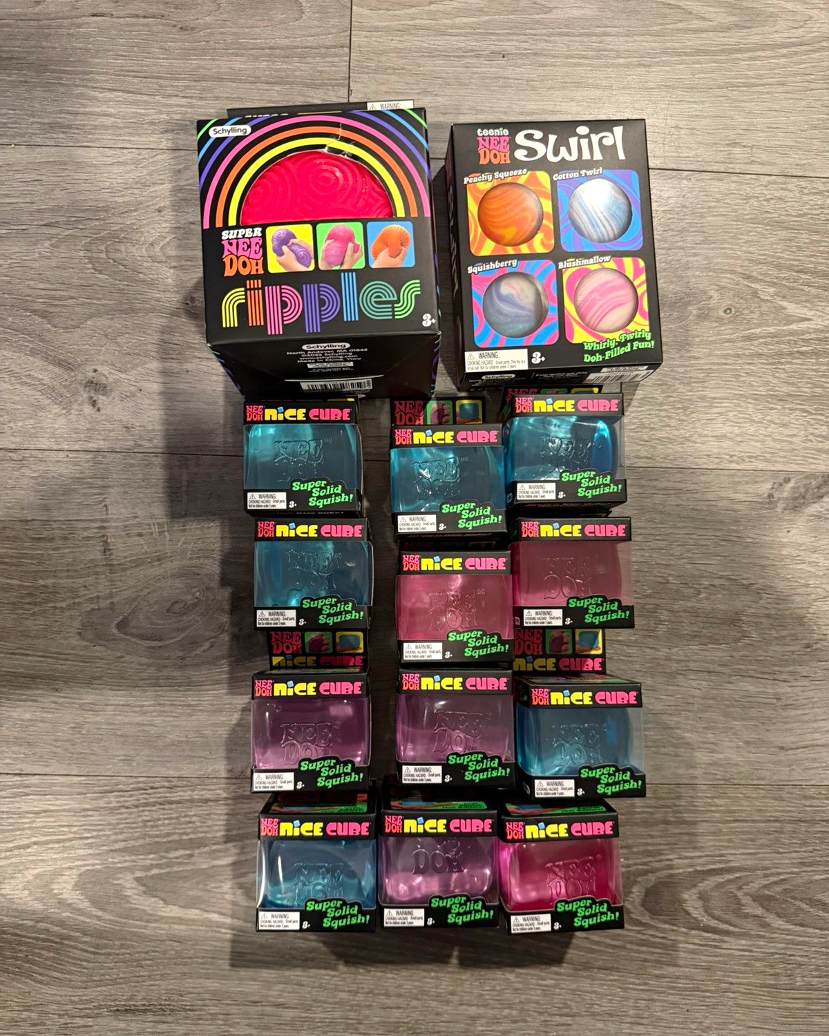 NeeDoh LOT x14 Nice Cube x12 + Super Ripples + Teenie Swirl 4pk NEW Sealed 2026
