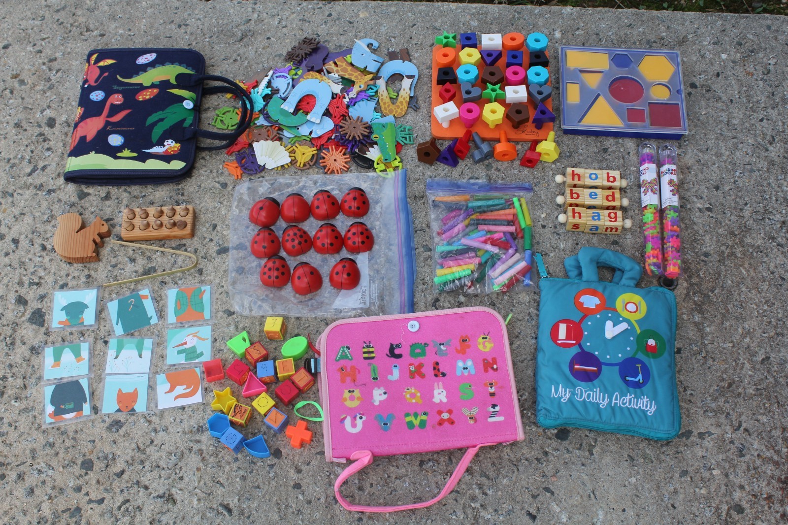 HUGE LOT Sensory Manipulative Wood Counting Toddler Homeschool Learning Tools