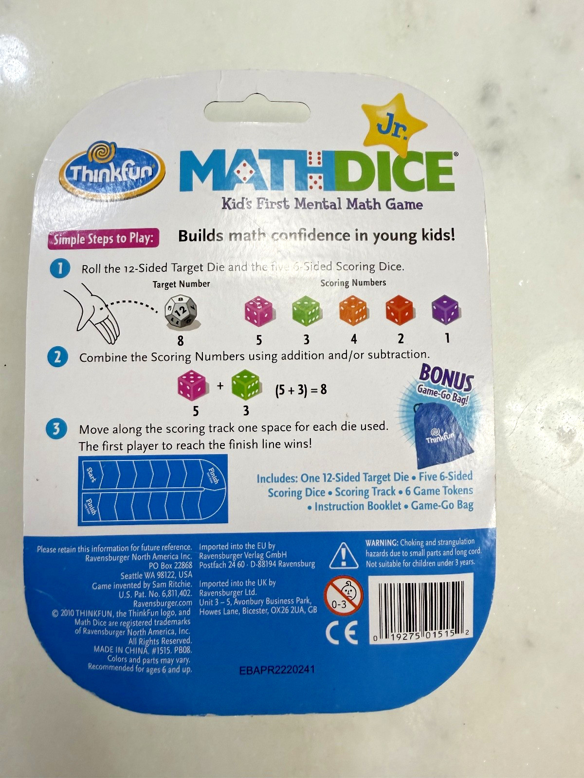 Thinkfun Jr. Math Dice Game Kids First Mental Math Game Ages 6+ Educational Game