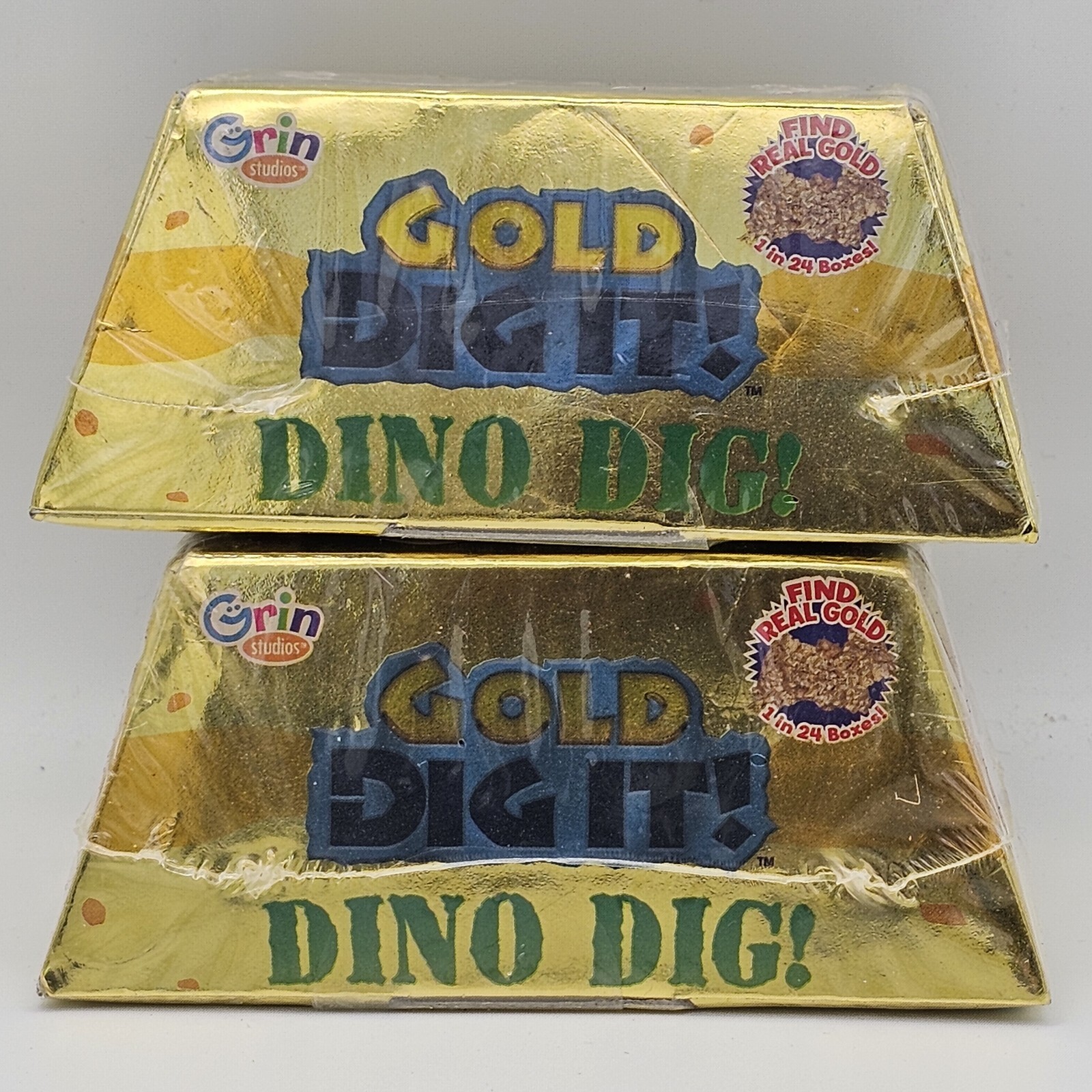 Gold Dig It! Dino Dig! Grin Studios Real Gold 1 in 24 Boxes New Sealed Set Of 2