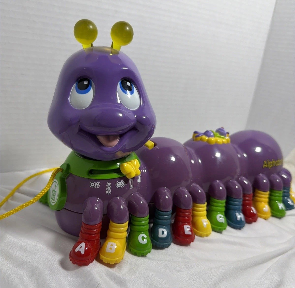 Leapfrog Alphabet Pal Purple Caterpillar Pull Toy Interactive Musical WORKS