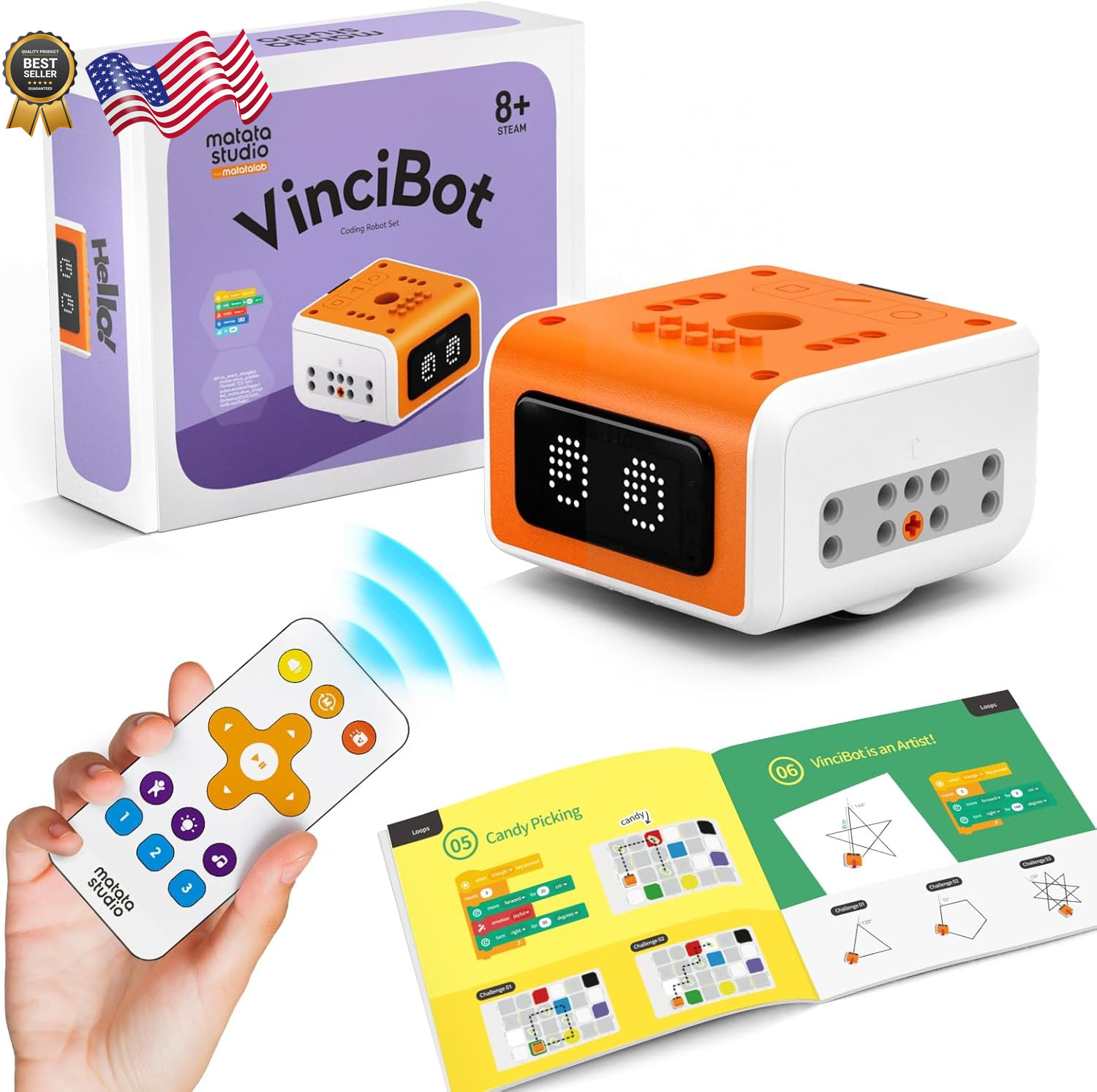 VinciBot Coding Robot for Kids 8-12, STEM Educational Toy, Scratch&Python