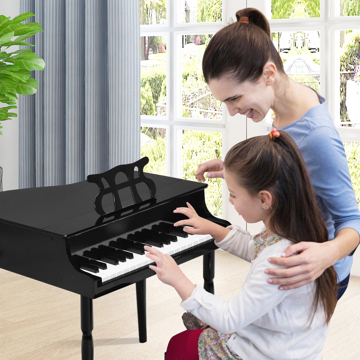 Costway 30-Key Classic Baby Grand Piano Toy Toddler Birthday Wood w/Bench Black