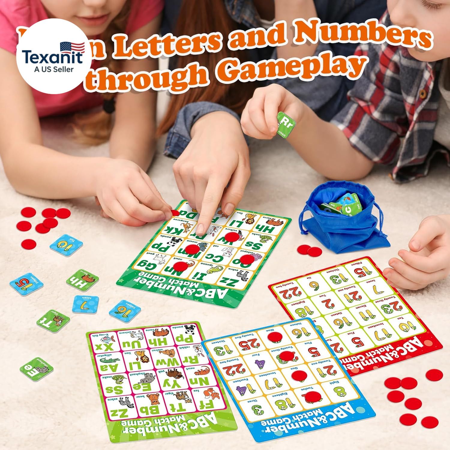 Alphabet Bingo Game,Letter/Number/Sight Word Bingo Game for Kids,Abc and 123 Boa