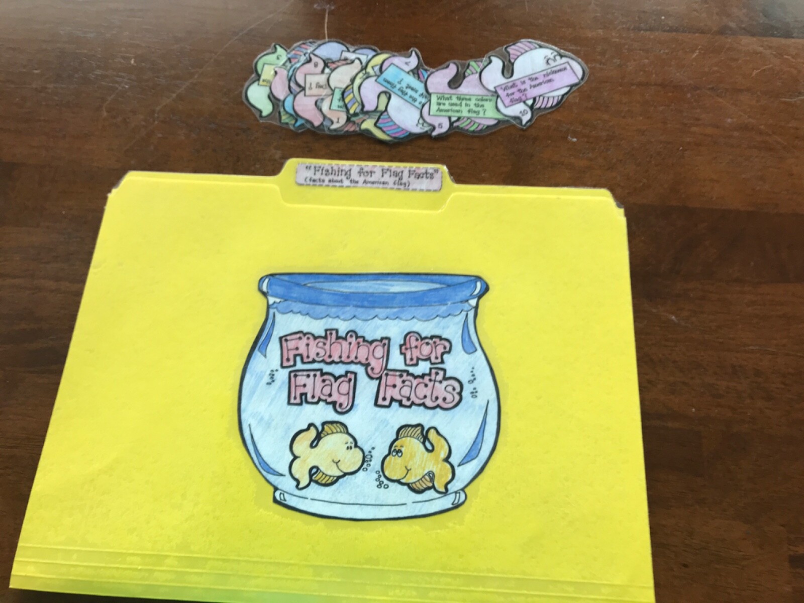 Fishing for Flag Facts! American flag Social Studies grades k-4 file folder game