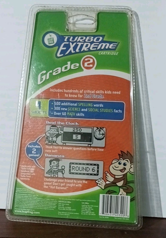 LeapFrog Turbo Extreme Game Cartridge Grade 2 Science Math Spelling NEW