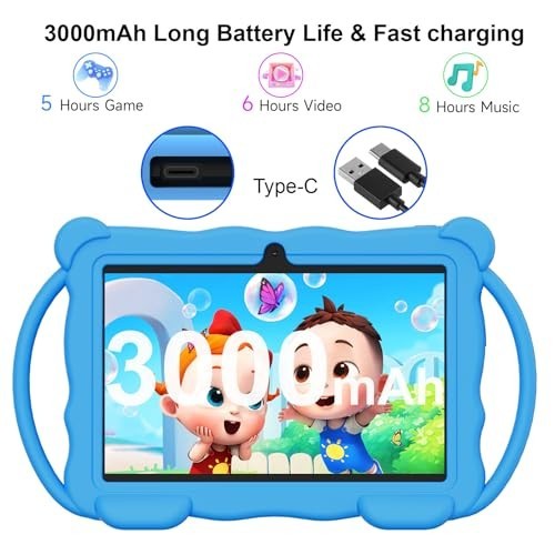 7″ Kids Tablet Android, 4GB RAM, 32GB Storage, Bluetooth, IPS Screen, Parental C