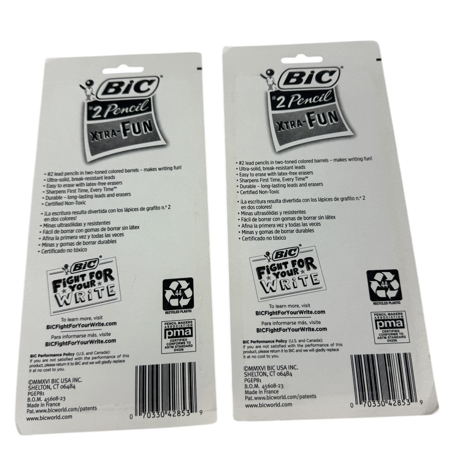 BIC #2 Pencil XTRA-FUN Pencils 8-Count Pack (Lot of 2) Break-Resistant Lead