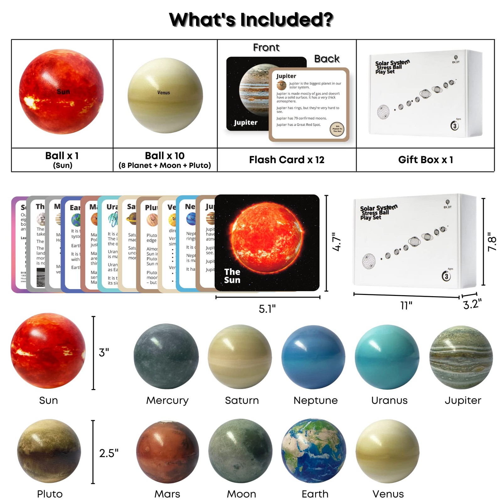 Solar System Kids Toys – Planet Balls & Space Toys for Boys 3-8 – Astronaut T.