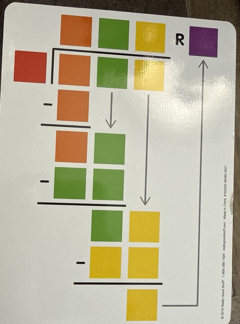 Really Good Stuff Long Division Color-Coded Visual Learning Boards Set, 12″ x 9