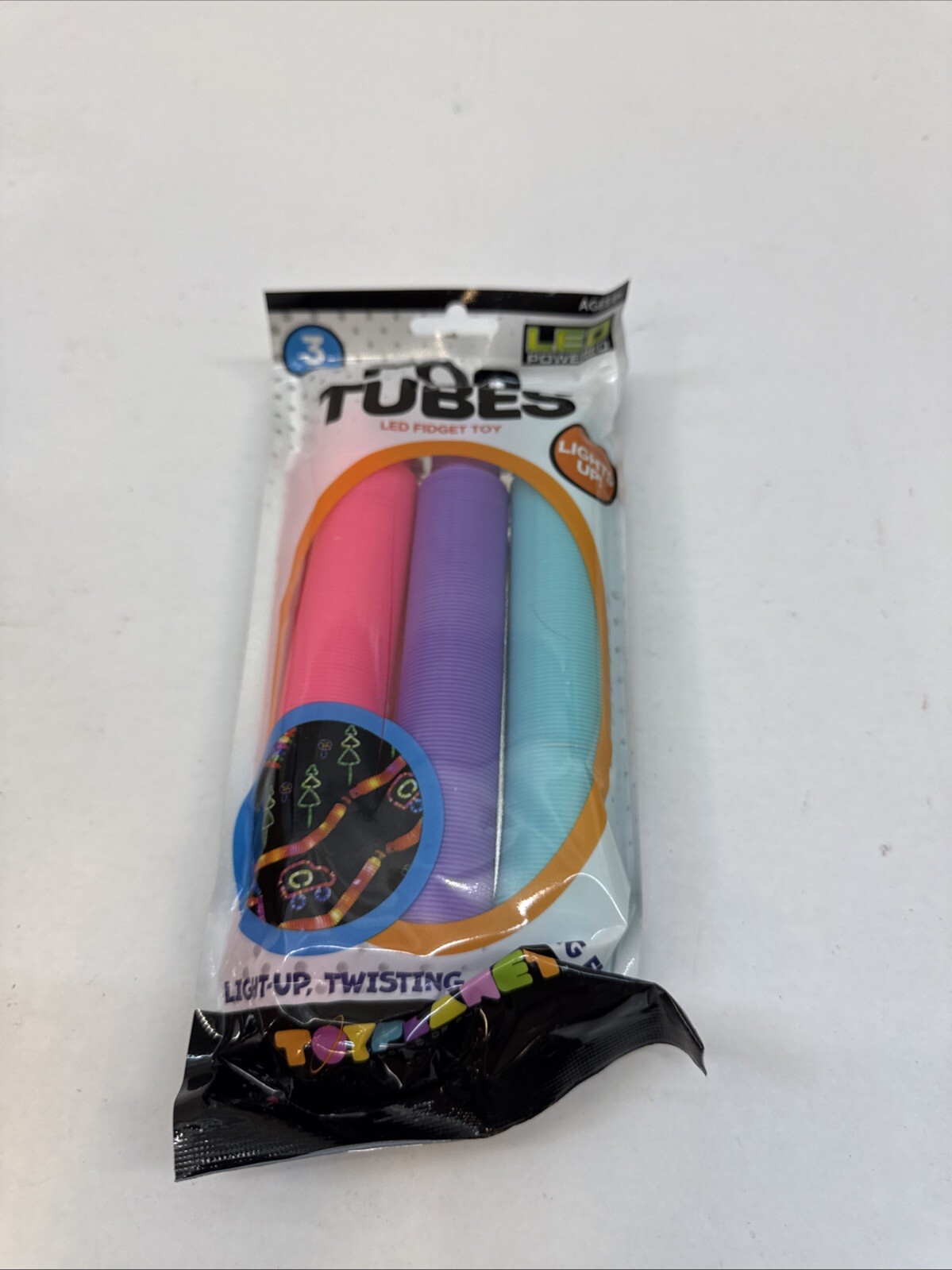Big Time Toys LED Light Up Pop Tubes Fidget Toy 3pk Visual Sensory