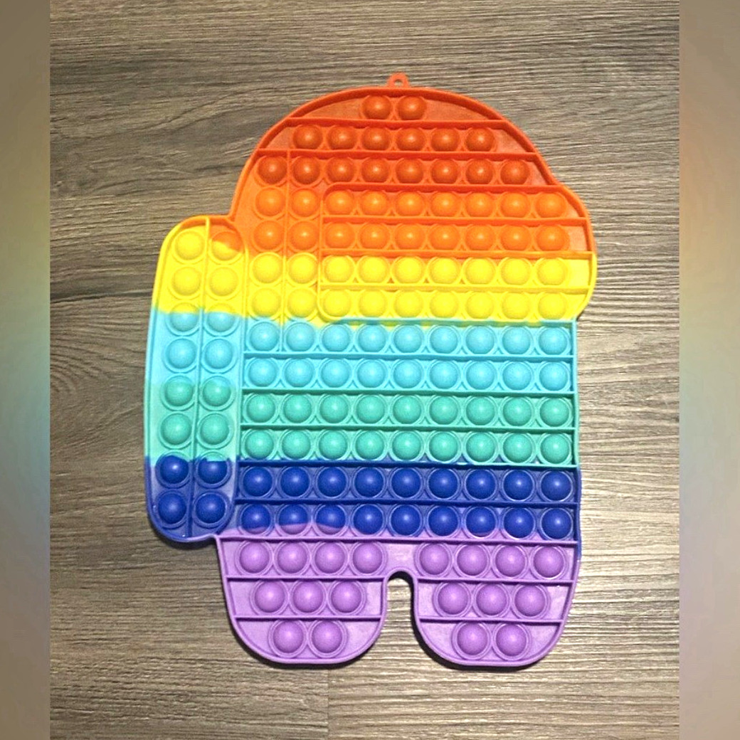 Among Us Rainbow Pop It Push Bubble Silicone Tactile Sensory Toy 12”+