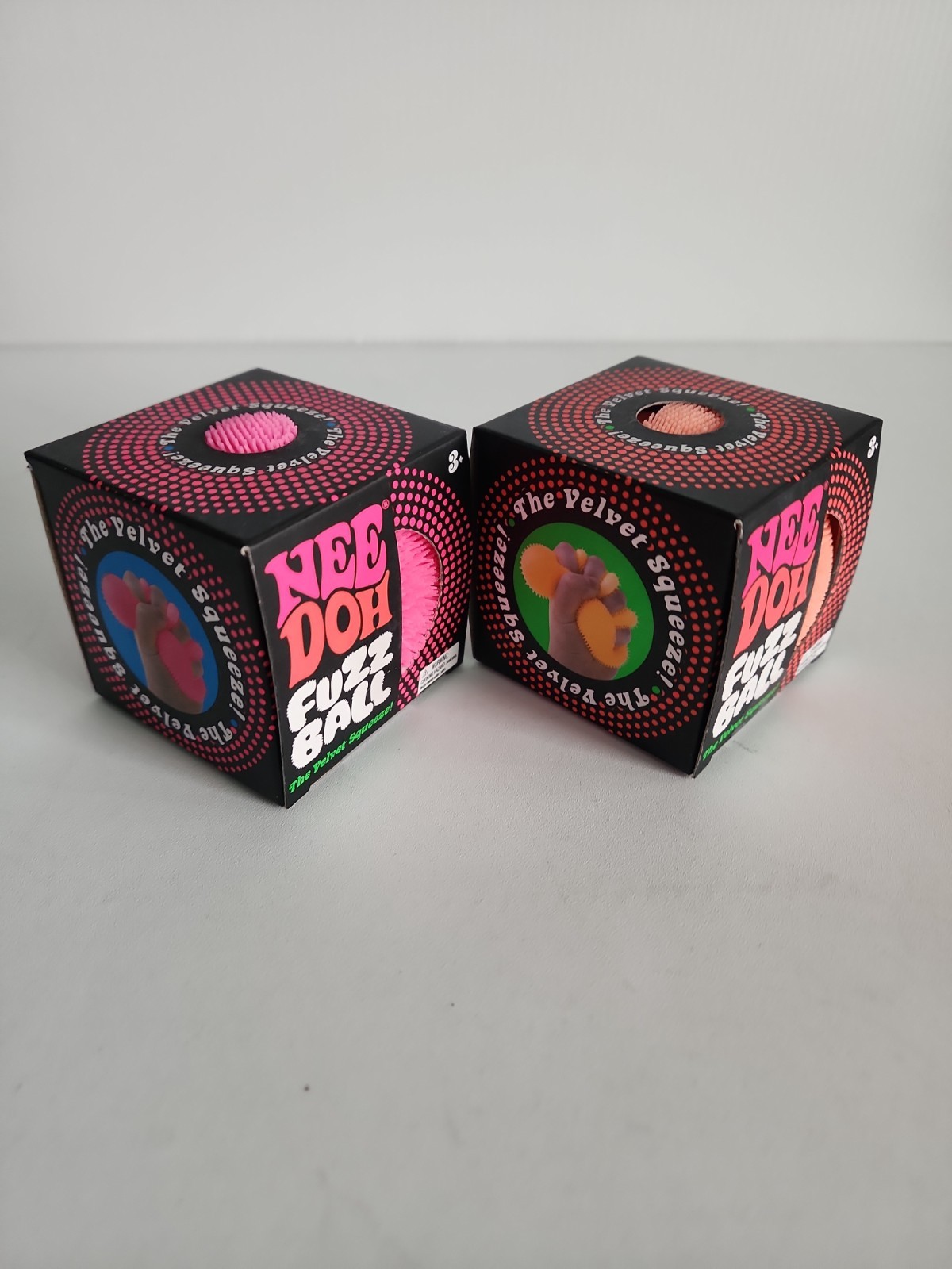 Schylling Nee Doh Needoh FUZZ BALL The Velvet Squeeze Fuzzball NEW Pink & Orange