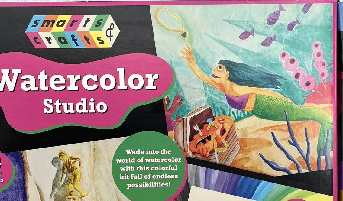 Smarts & Crafts Watercolor Studio Kit Multicolor 28-Pc W/ Paints Brushes Paper..