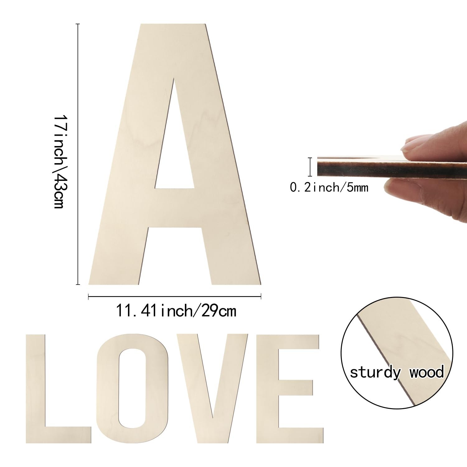 Large Wooden Letters 17 Inch Big Wooden Alphabet Letters for Wall Decor Unfin…