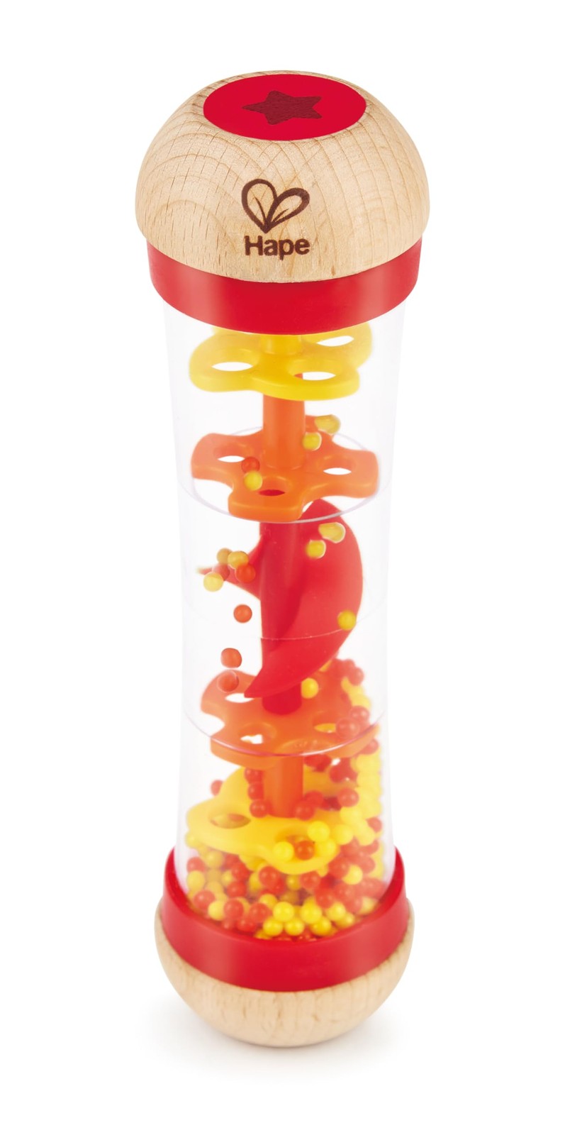Hape Beaded Raindrops | Mini Wooden Musical L: 2, W: H: 7.9 inch, Red
