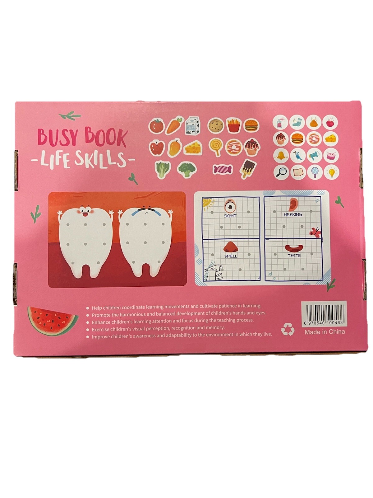 Project Montessori Life Skills Busy Book Ages 3-4, Pink/Multicolor