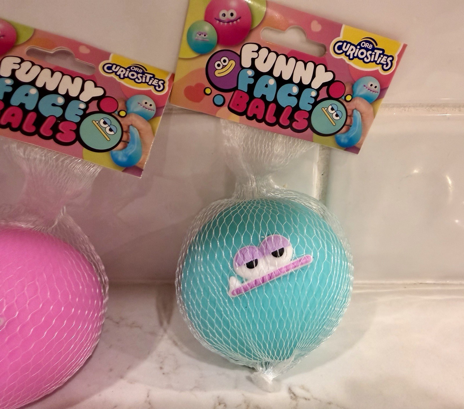 Orb Curiosities Funny Face Balls Squishy (Purple, Teal, Pink) Viral – Set Of 3