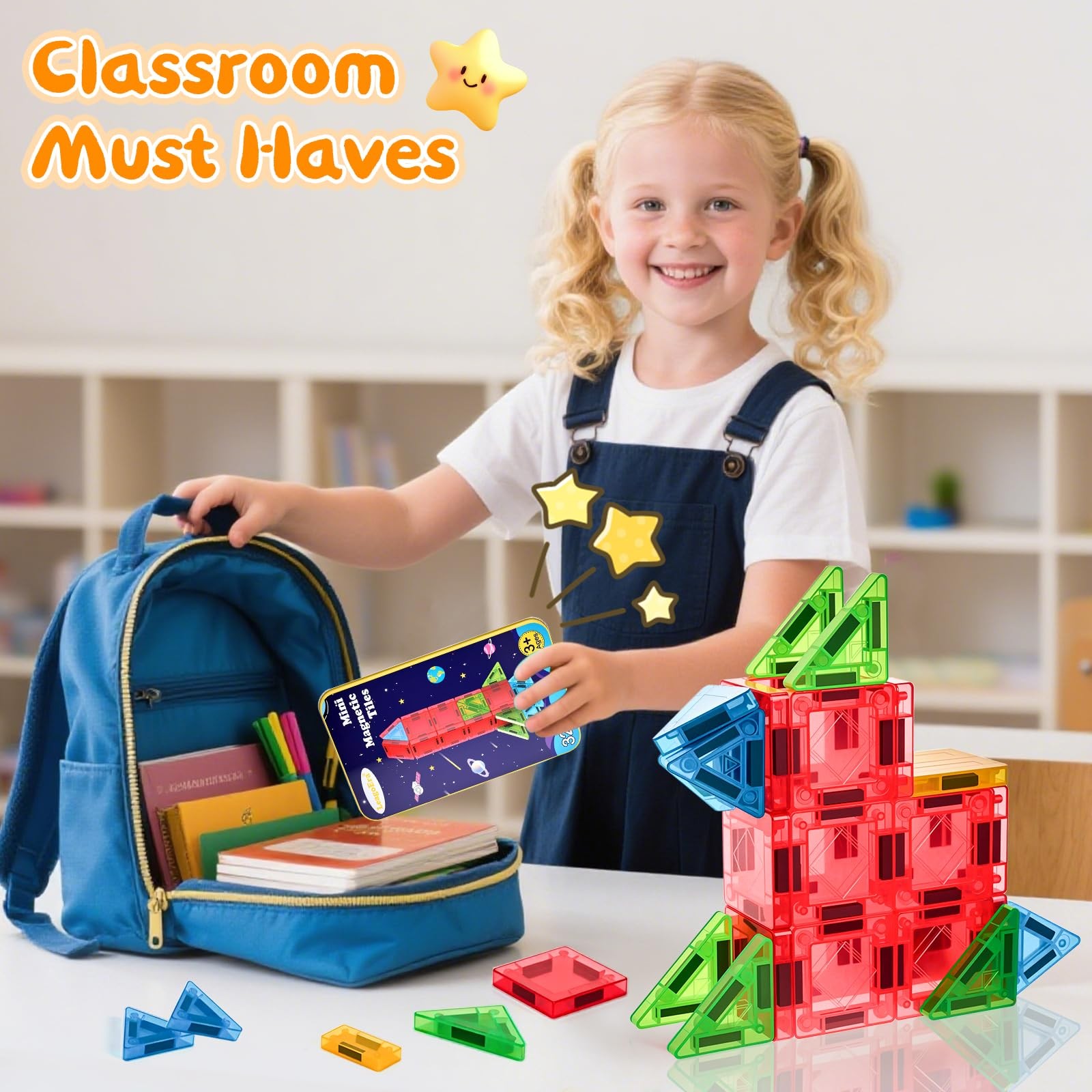 Magnetic Tiles Blocks Building Toy: Portable 32PCS, ‎multi-color