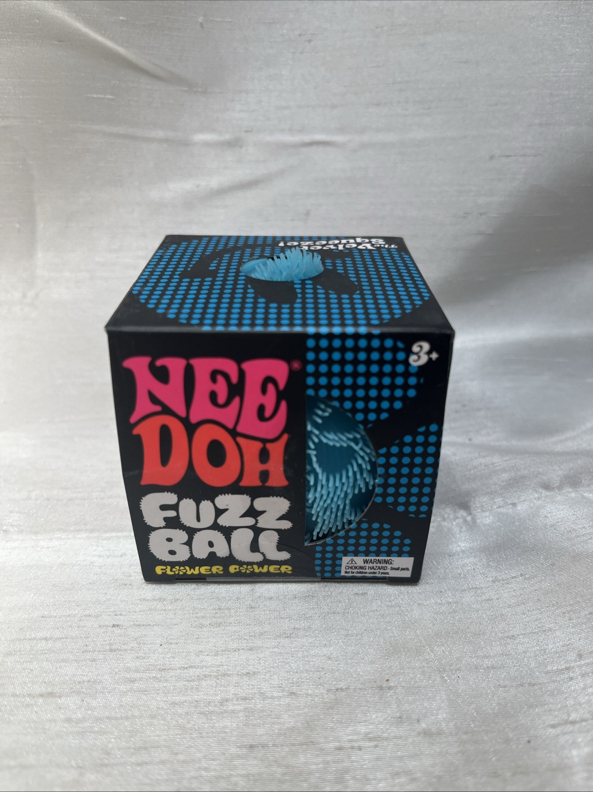BLUE Needoh FUZZ BALL Flower Power Nee Doh Squish Stress Ball NEE-DOH Fuzzball