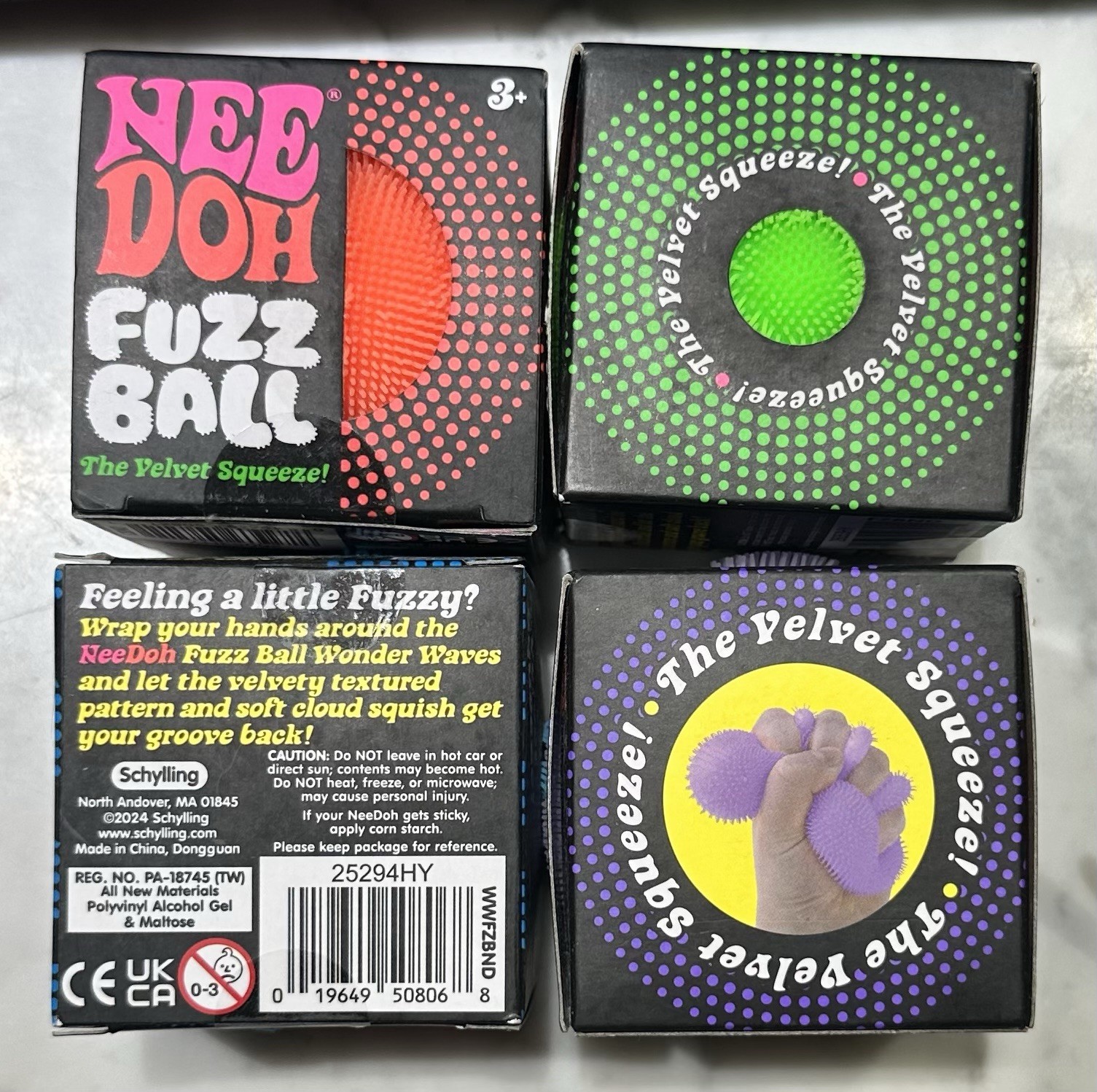 Needoh FUZZ BALL Wonder Waves Nee Doh Squish Stress Ball NEE-DOH Fuzzball