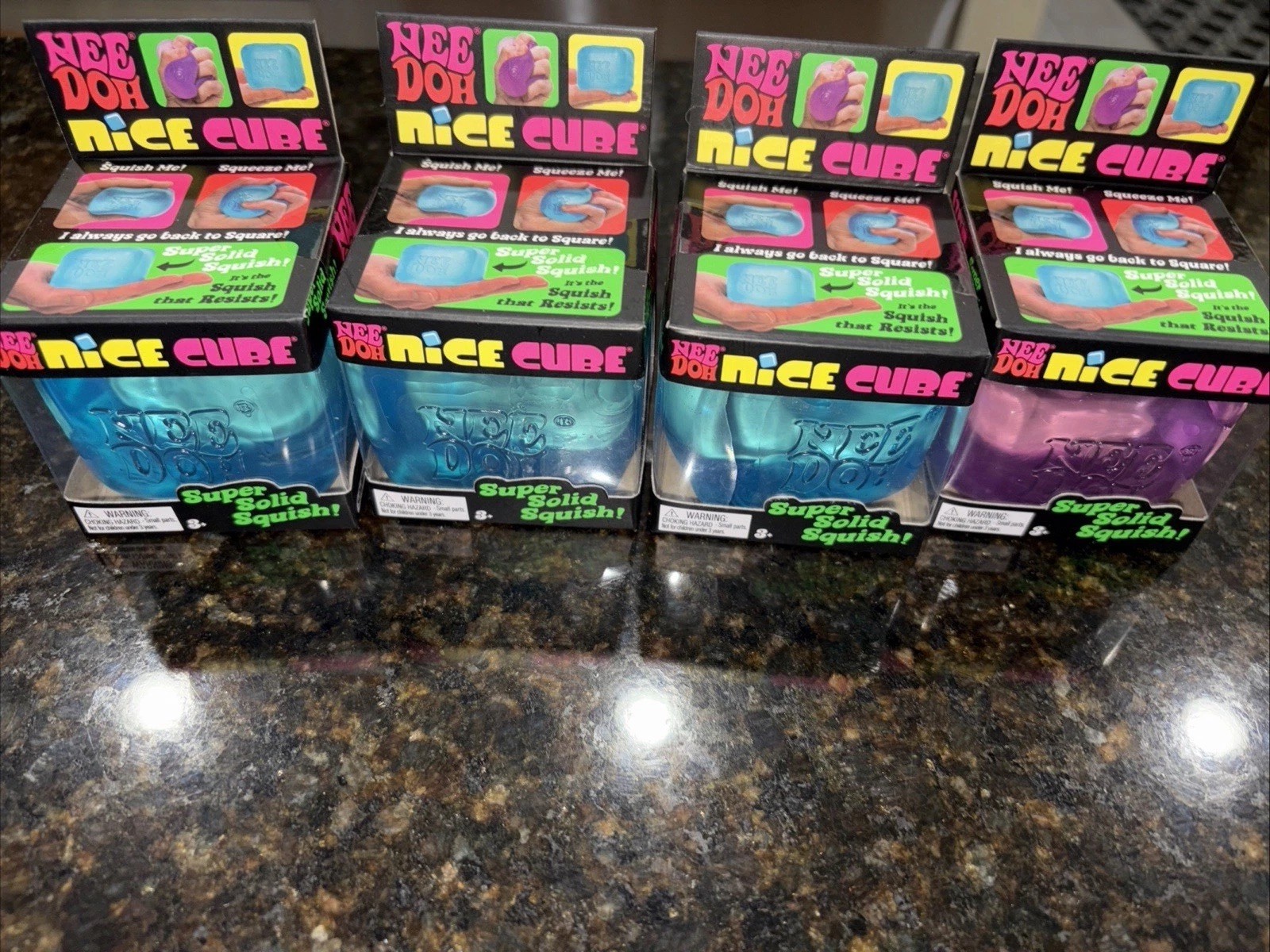 Nee Doh Nice Cube Schylling Super Solid Squish Toy Blue And Pink