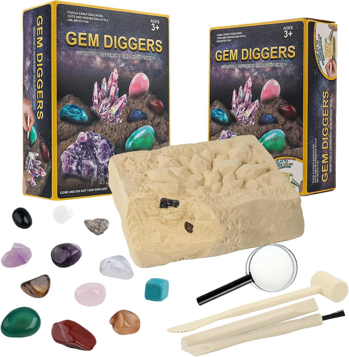 Gemstones Dig Kit Earth Science Kits for Kids Age 6-8-12-14, Birthstone Gemstone