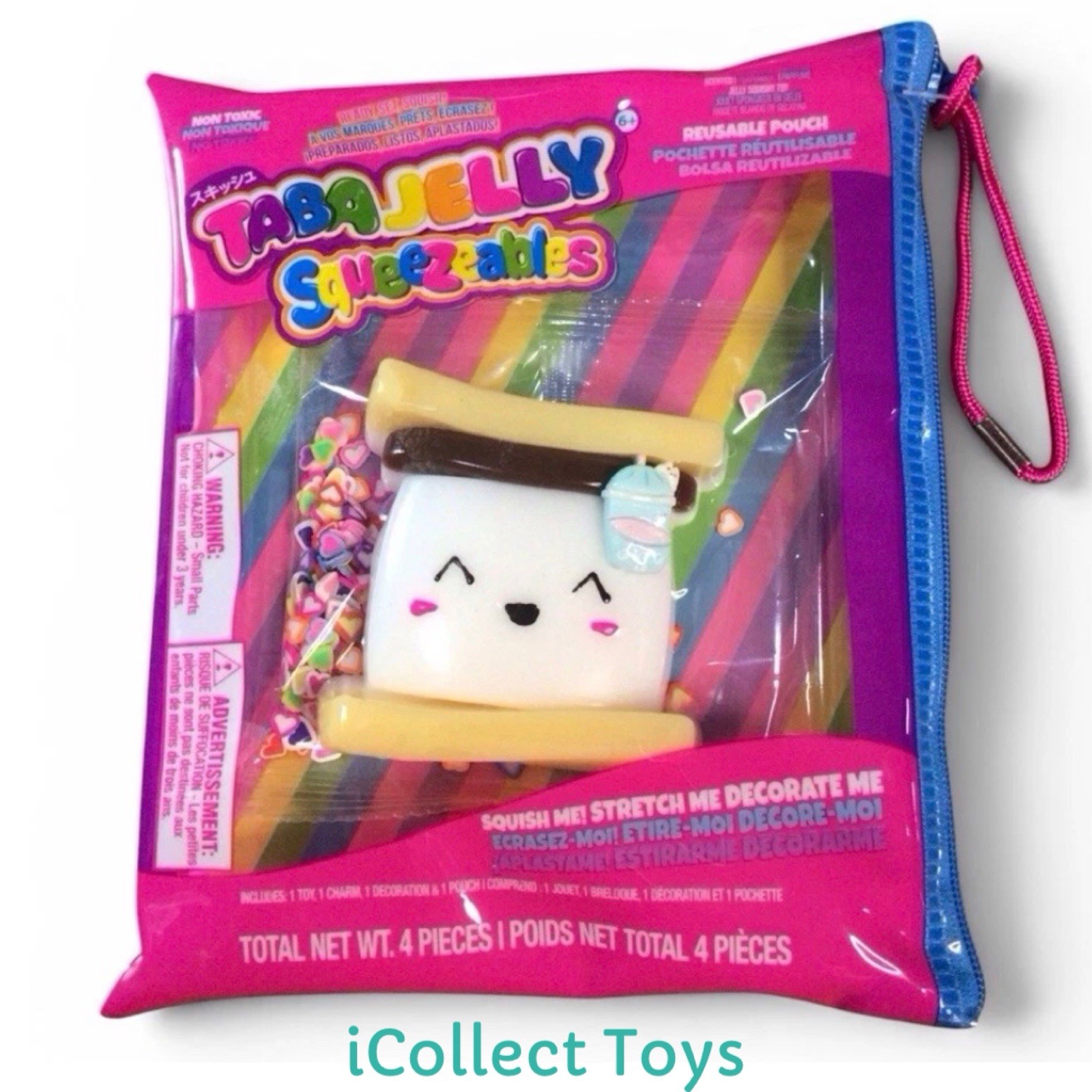 VIRAL Taba Jelly Squeezables S’mores [4 Piece Set] Squish, Stretch, Decorate 3”