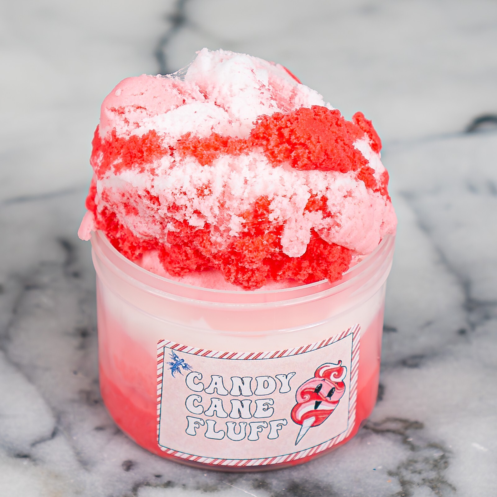 Candy Cane Cloud Slime – !NEW! (for stress relief), red, pink, white, peppermint
