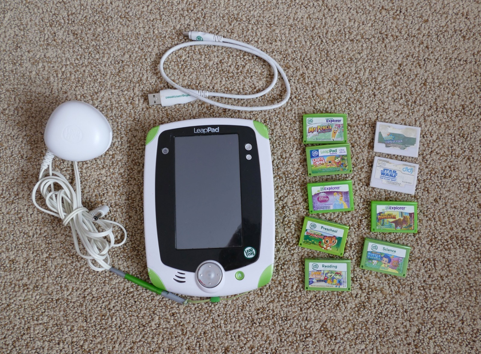 Leap Frog Leap Pad w/Stylus, Charger, Cable & 9 Games