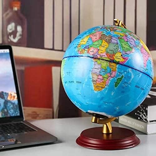 Illuminated 7-In-1 World Globe with Wooden Stand and LED for All Ages
