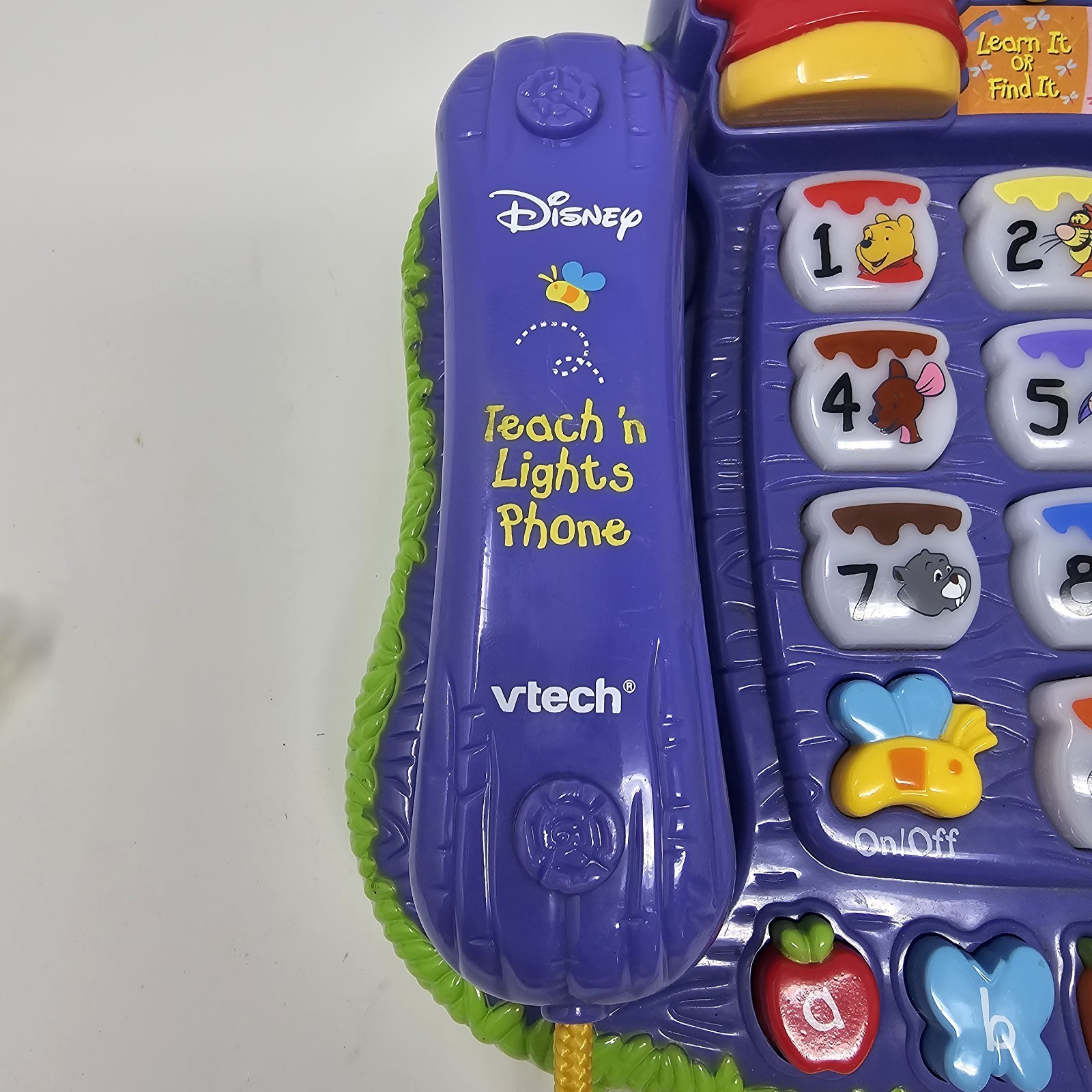 VTech Disney Winnie the Pooh Teach ’n Lights Phone Learning Toy Works! 2004 VTG