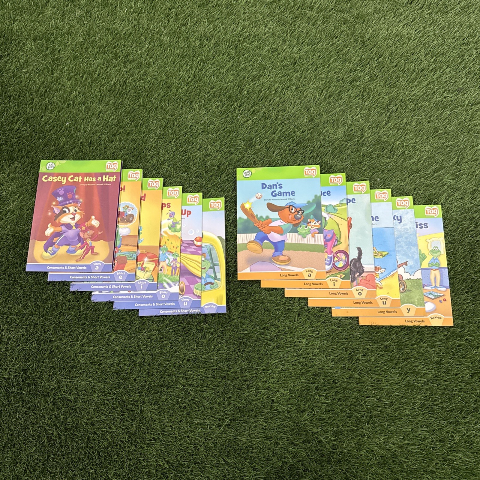 TWO LeapFrog Tag + LeapReader EARLY READING SETS: SHORT/LONG VOWELS | 12 BOOKS!