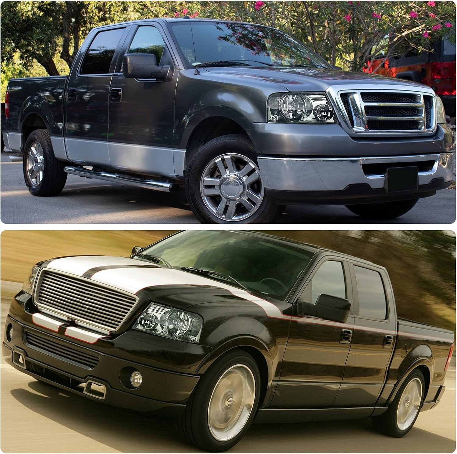DWVO Headlights Ford F-150 04-08 Lincoln Mark LT Chrome Smoke