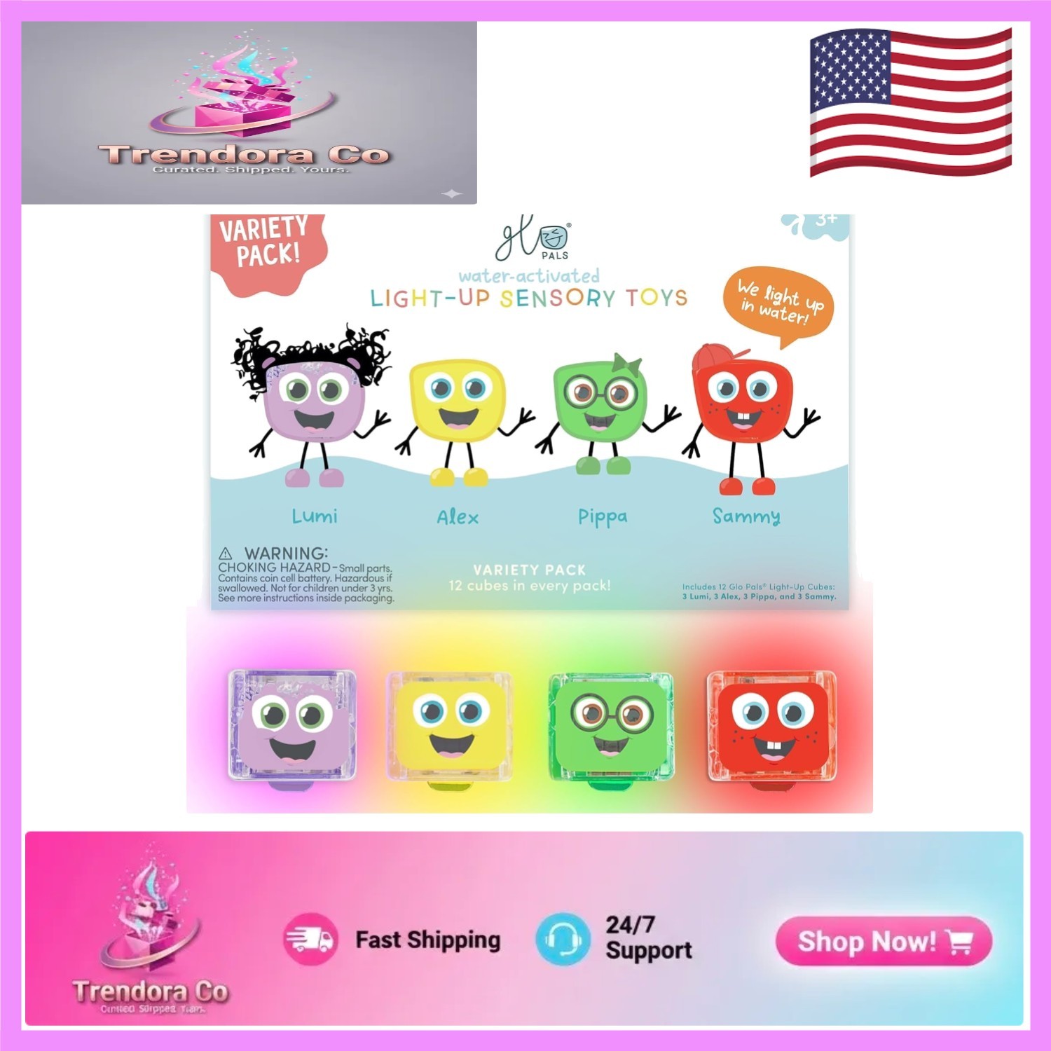 12-Pack Water-Activated Light-Up Cubes – Supports Fine Motor Skills & Learning