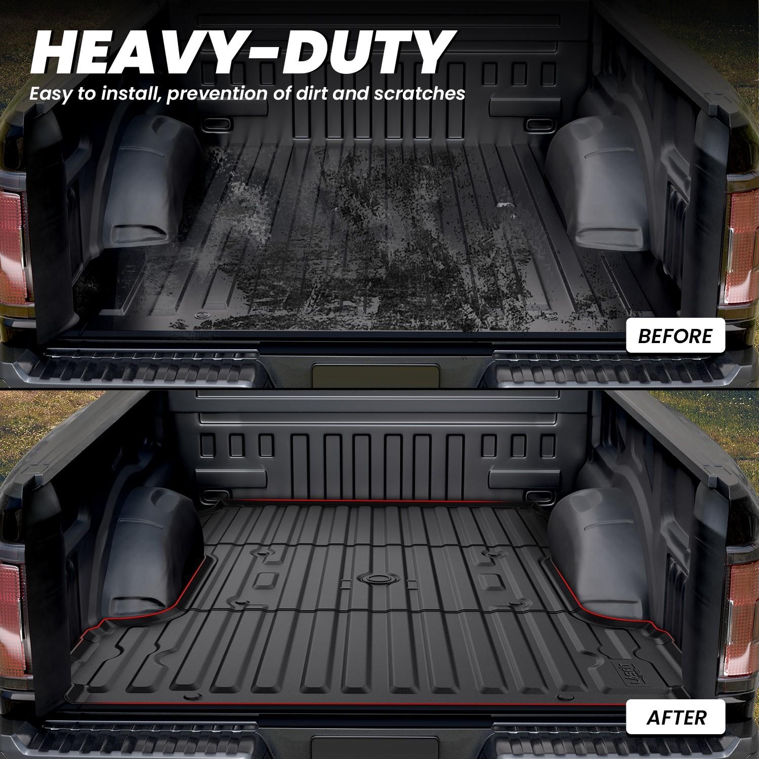 2017-2026 Ford F250 F350 F450 Bed Liner 8-Foot Truck Bed Mat Heavy-Duty Rubber