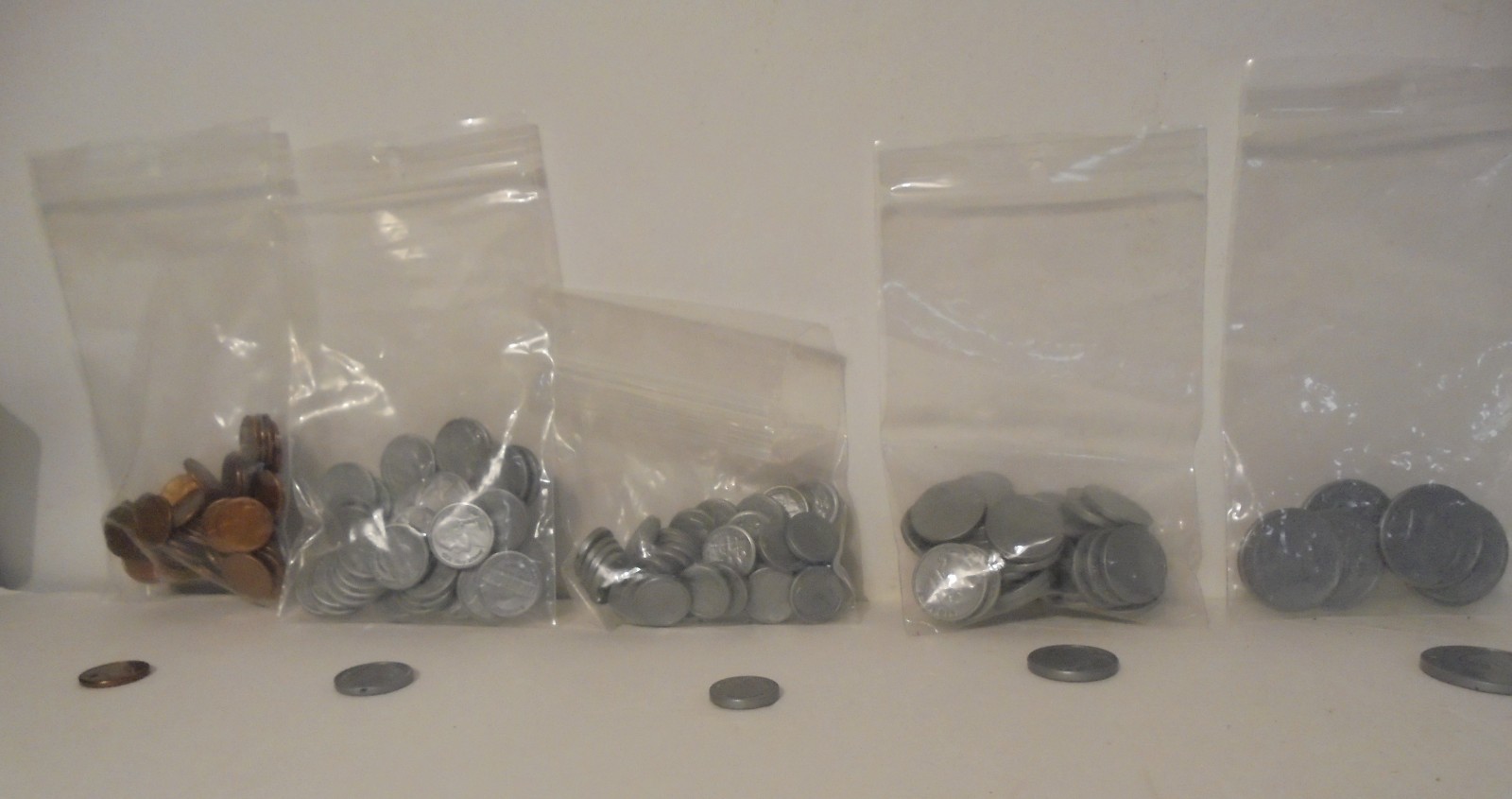 Large Lot of Cca Play Money Coins Pennies Nickels Dimes Quarters Half Dollars