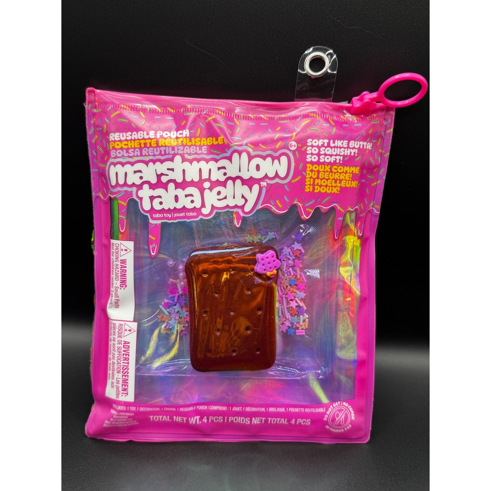 Marshmallow Taba Jelly Squishy Toy 4pc Set Chocolate Reusable Pouch Fidget Toy